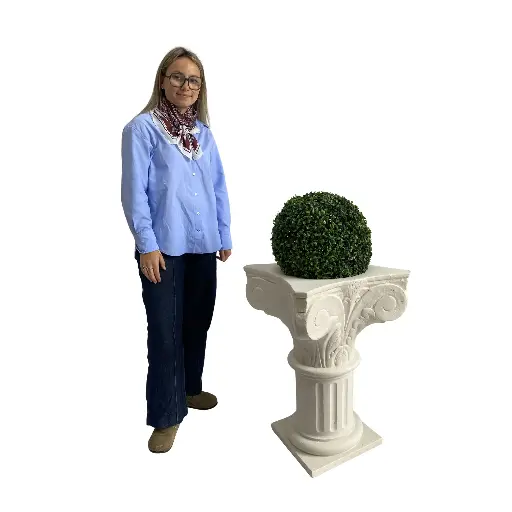 [locgre57] Demi colonne Grecque et buis boule - 105cm