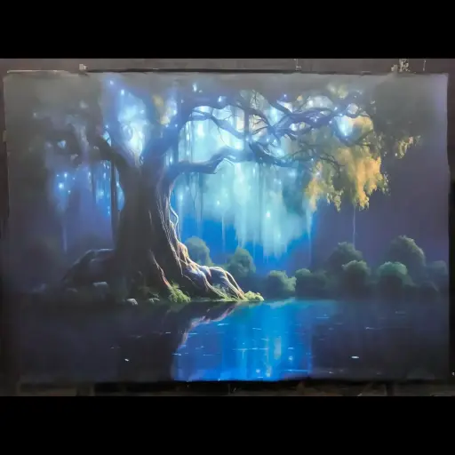 [locfor46] Fond photo forêt magique - 240cm